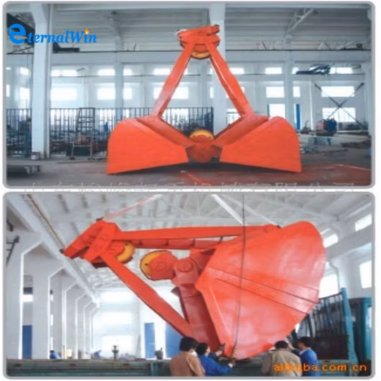 Workshop Double Girder Overhead Crane Spare Parts Radio Remote Control Clamshell Grab Bucket for Slag and Iron Powder